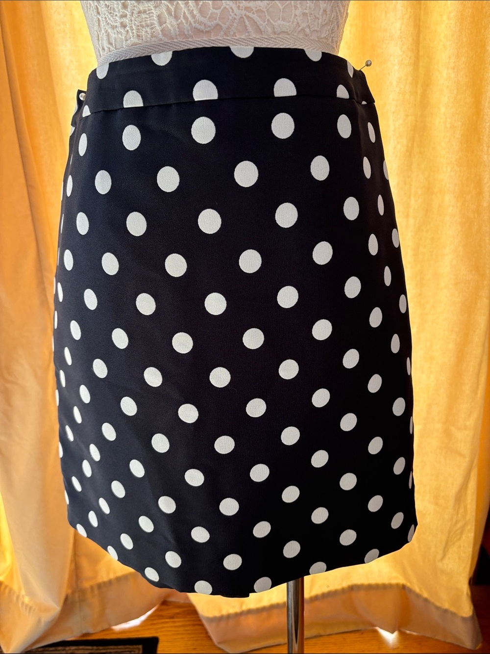 LOFT Black and White Polka Dot Mini Skirt